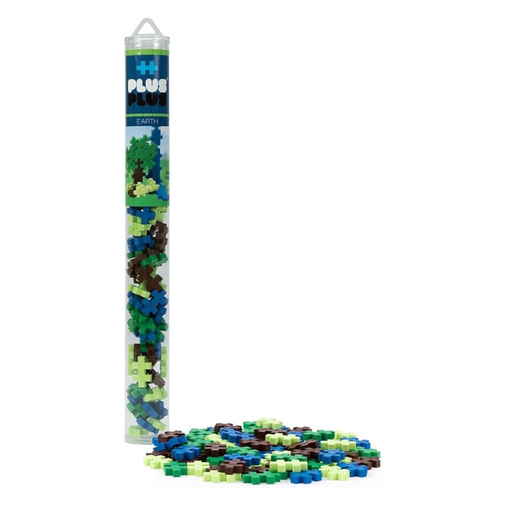 Plus Plus 70 Piece Interlocking Building Blocks for kids, Earth Mix Play Tube